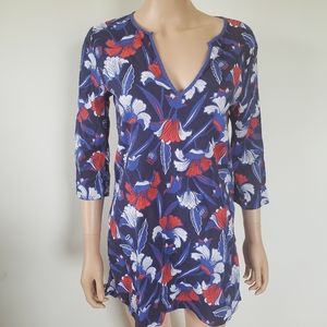 J Crew Blue  V Neck Tunic Top Size S